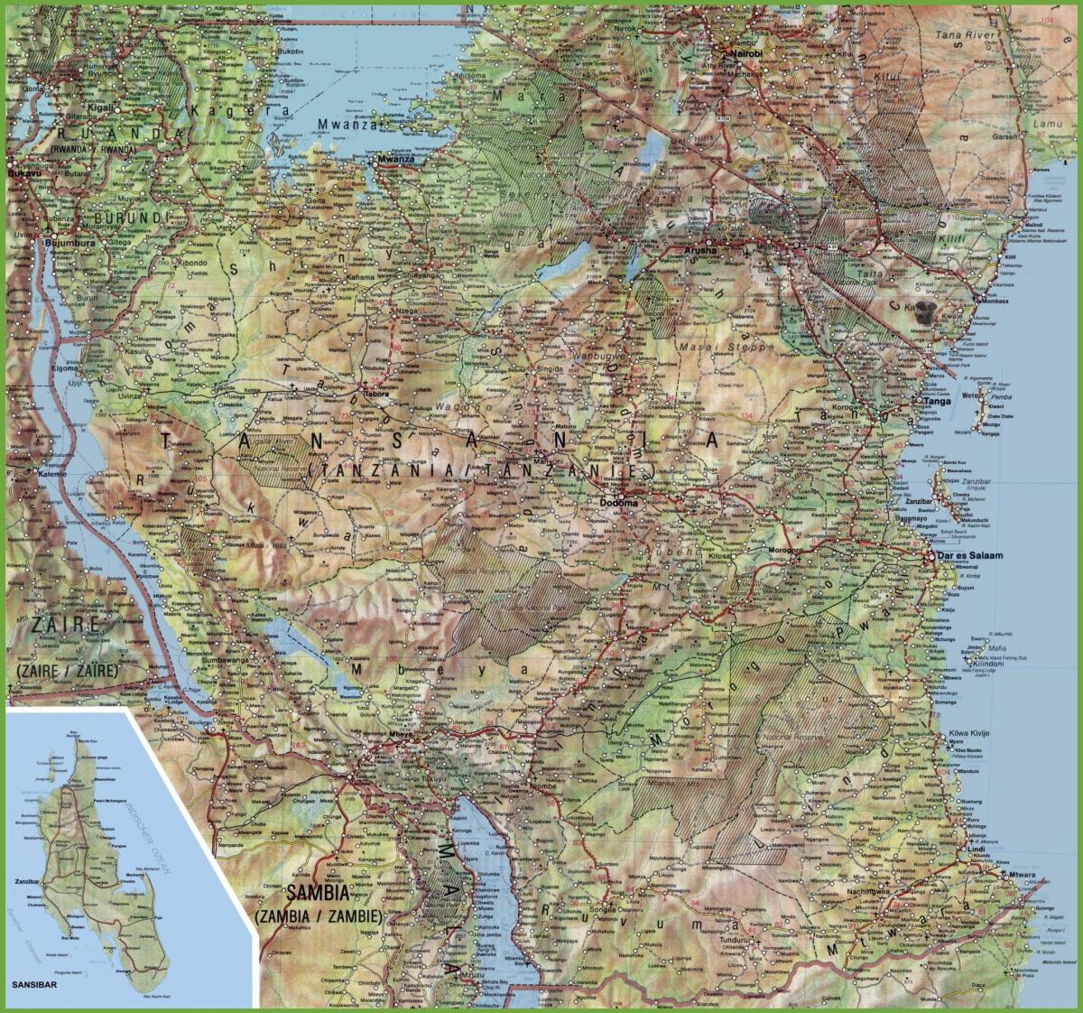 Carte détaillée de la tanzanie