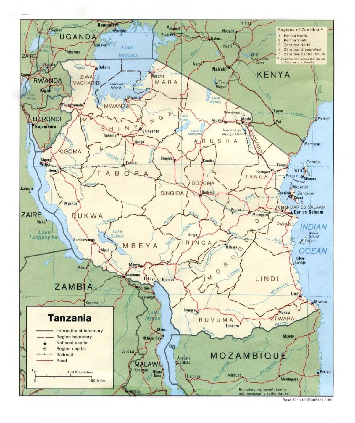 Carte des sites historiques en tanzanie