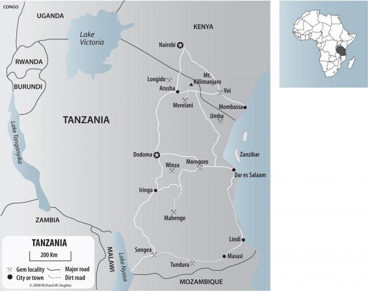 Carte de la tanzanie mines d'or