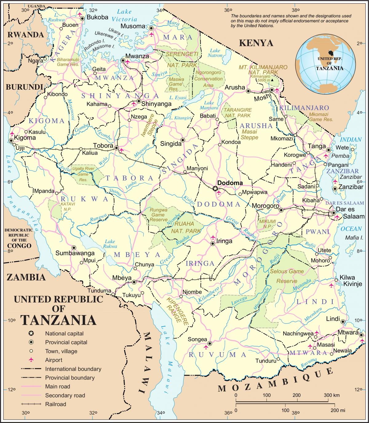 Carte de la tanzanie, de la rivière