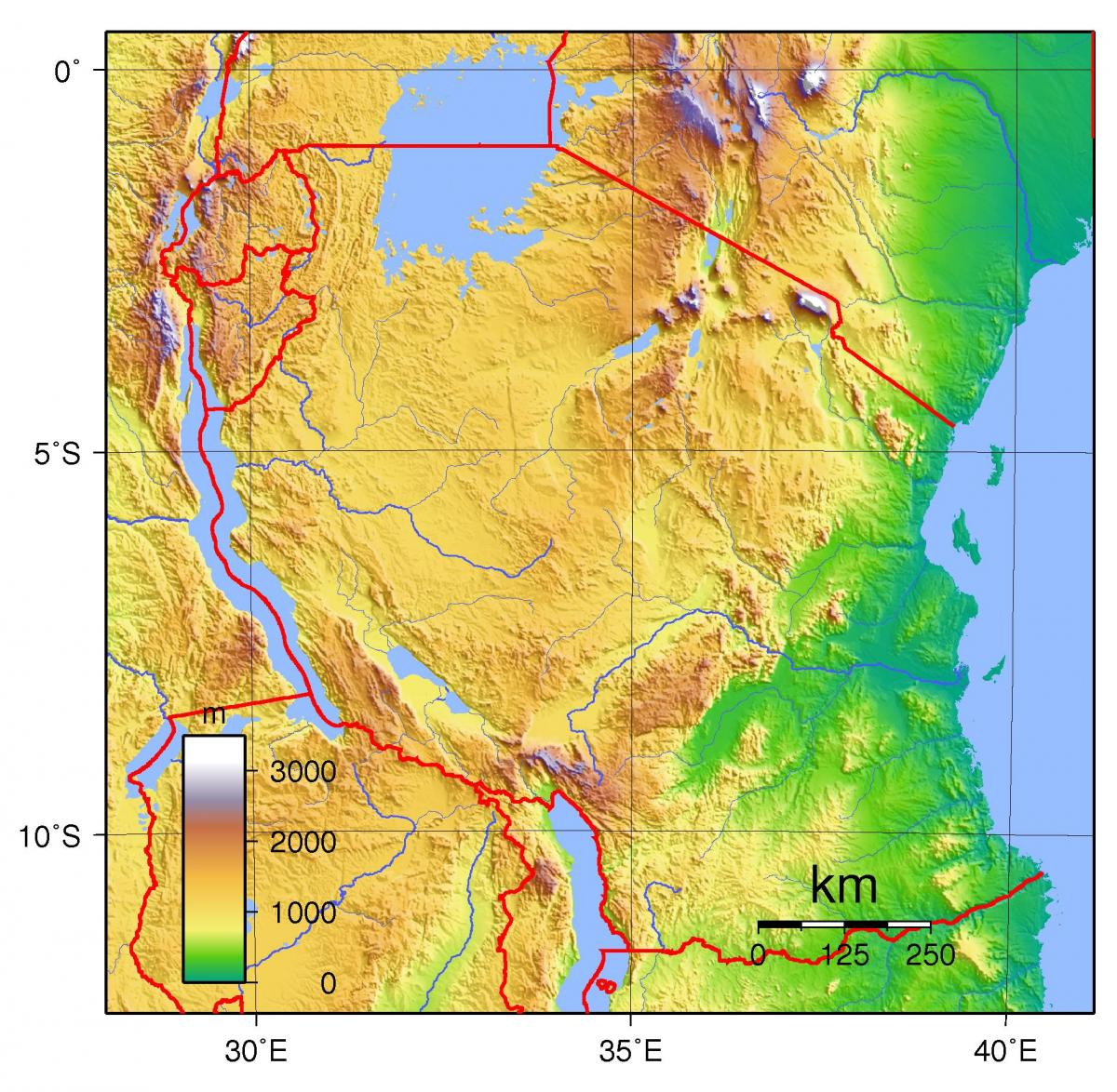 la tanzanie carte topographique