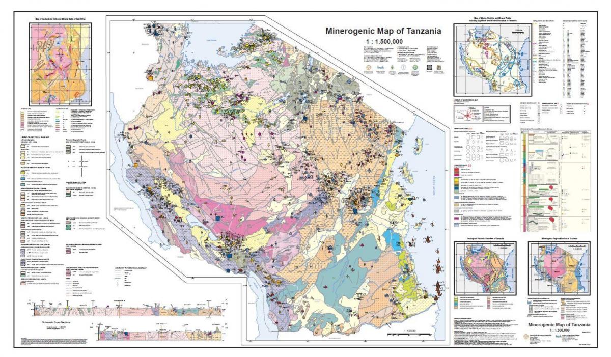 la géologie et des minéraux de la carte de la tanzanie