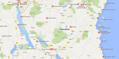 La carte des aéroports de tanzanie 