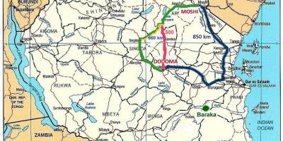 En tanzanie, le réseau routier de la carte