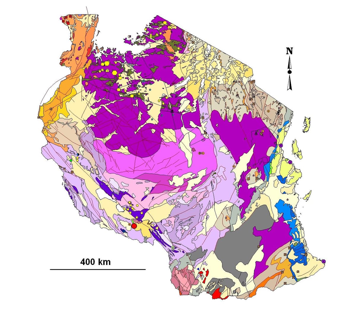 Carte géologique de la tanzanie