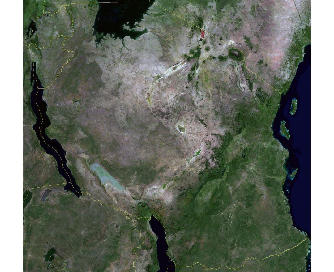 Carte satellite de la tanzanie
