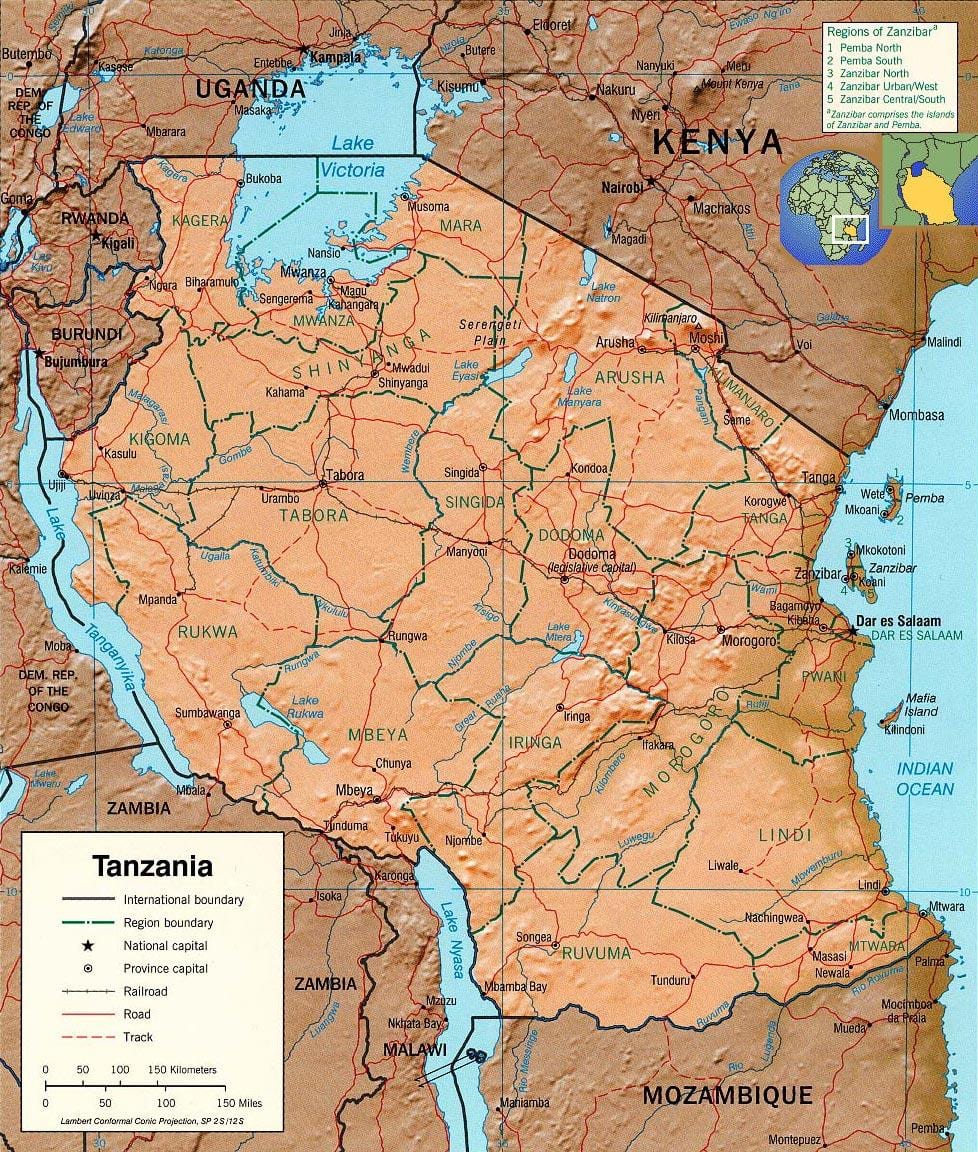 la tanzanie carte géographique