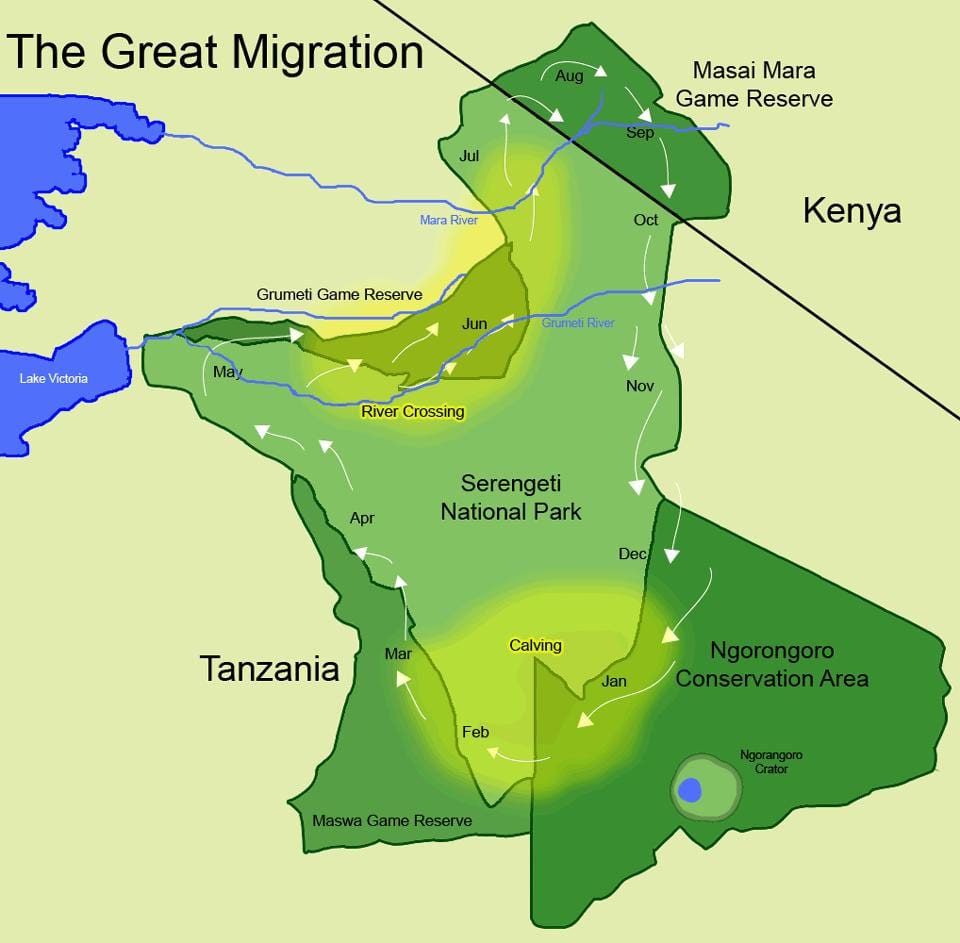 Carte de la tanzanie, de la migration 