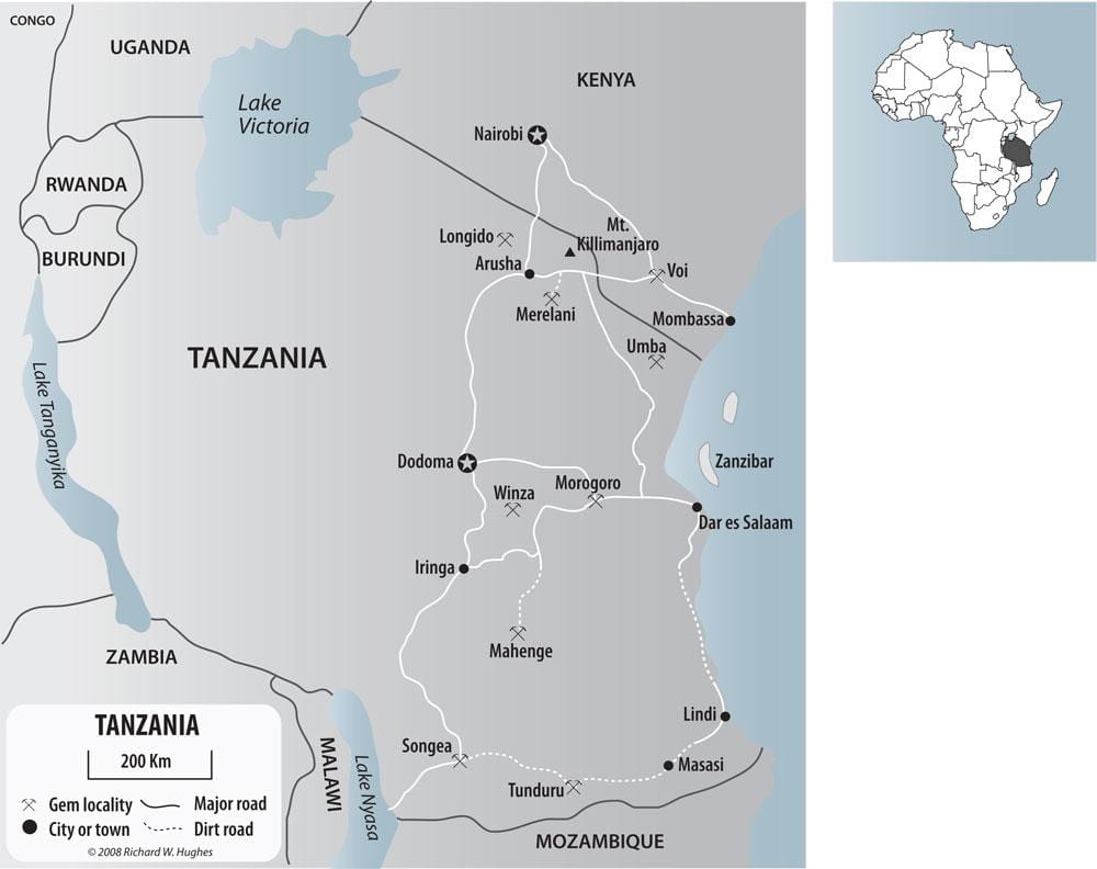 Carte de la tanzanie mines d'or