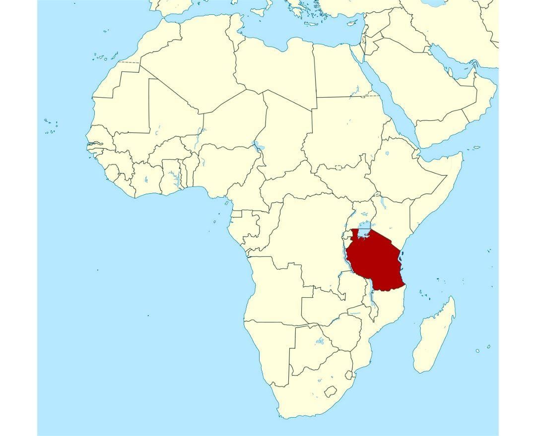 Carte de localisation de la tanzanie sur le monde 