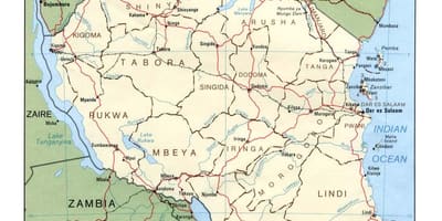 Carte des sites historiques en tanzanie
