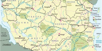 La tanzanie attractions touristiques de la carte
