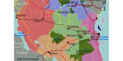 Carte de la tanzanie, de la langue