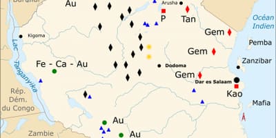 Carte de la tanzanie ressources naturelles