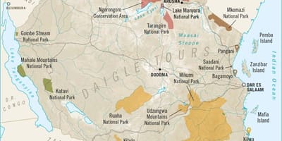Carte de la tanzanie, les réserves de gibier