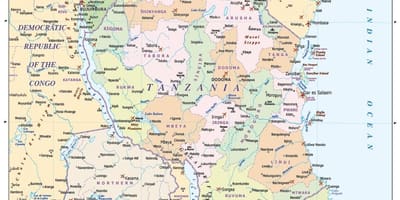 Carte de la tanzanie et les pays voisins
