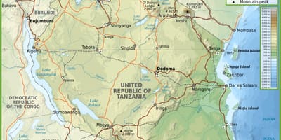 Carte de la route de la tanzanie avec des distances