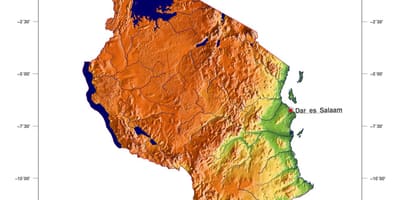 Carte de la tanzanie, de l'élévation