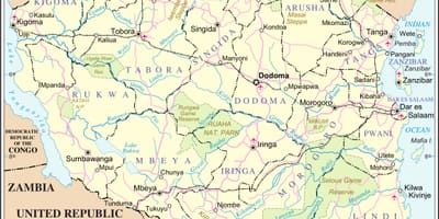 Carte de la tanzanie, de la rivière