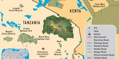 Carte de la tanzanie, le kilimandjaro